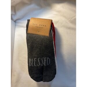 Rae‎ Dunn Blessed Socks 10 Pack Ankle Size 5-10 Red Gray White Plaid